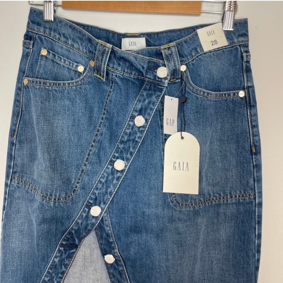 Gap x Cult Gaia Asymmetrical Denim Maxi Skirt Indigo Size 28 

New with tags - Picture 1 of 4